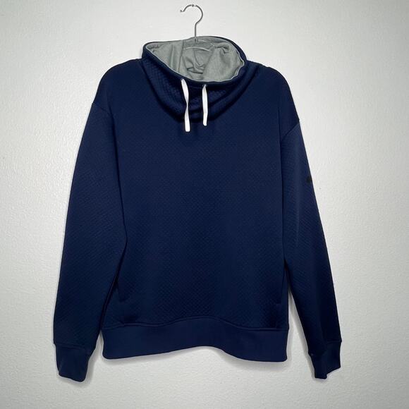 UNDER ARMOUR Unstoppable Textured Quilted Cowl Neck Blue Sweatshirt Womens Large - Picture 4 of 10